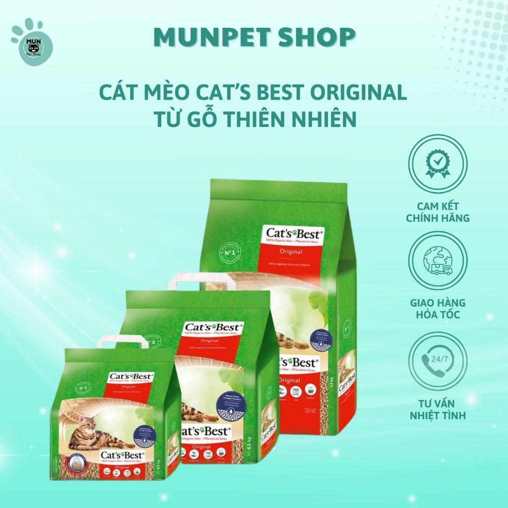 Cát vệ sinh mèo, cát gỗ cho mèo Cat's Best 13L (30kg)
