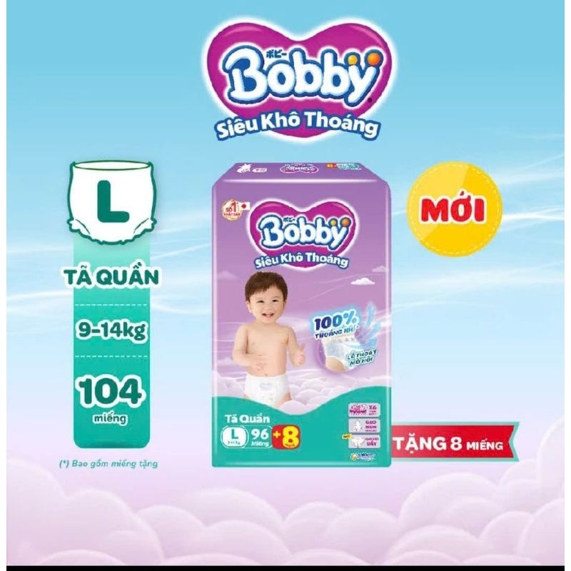 Tã quần Bobby Mega Jumbo size L96+8 miếng date 2027