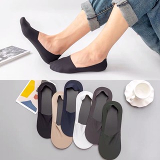 (Set 5 đôi) Tất lười nam, vớ lười nam, tất hài nam silicon chống tụt gót, chất lụa cực mềm và mát