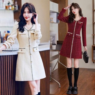  Váy dạ tweed đầm dạ nữ dự tiệc dáng ngắn tay dài  2 màu nổi bật phong cách trẻ trung sang chảnh 7.Beautiful V186 
