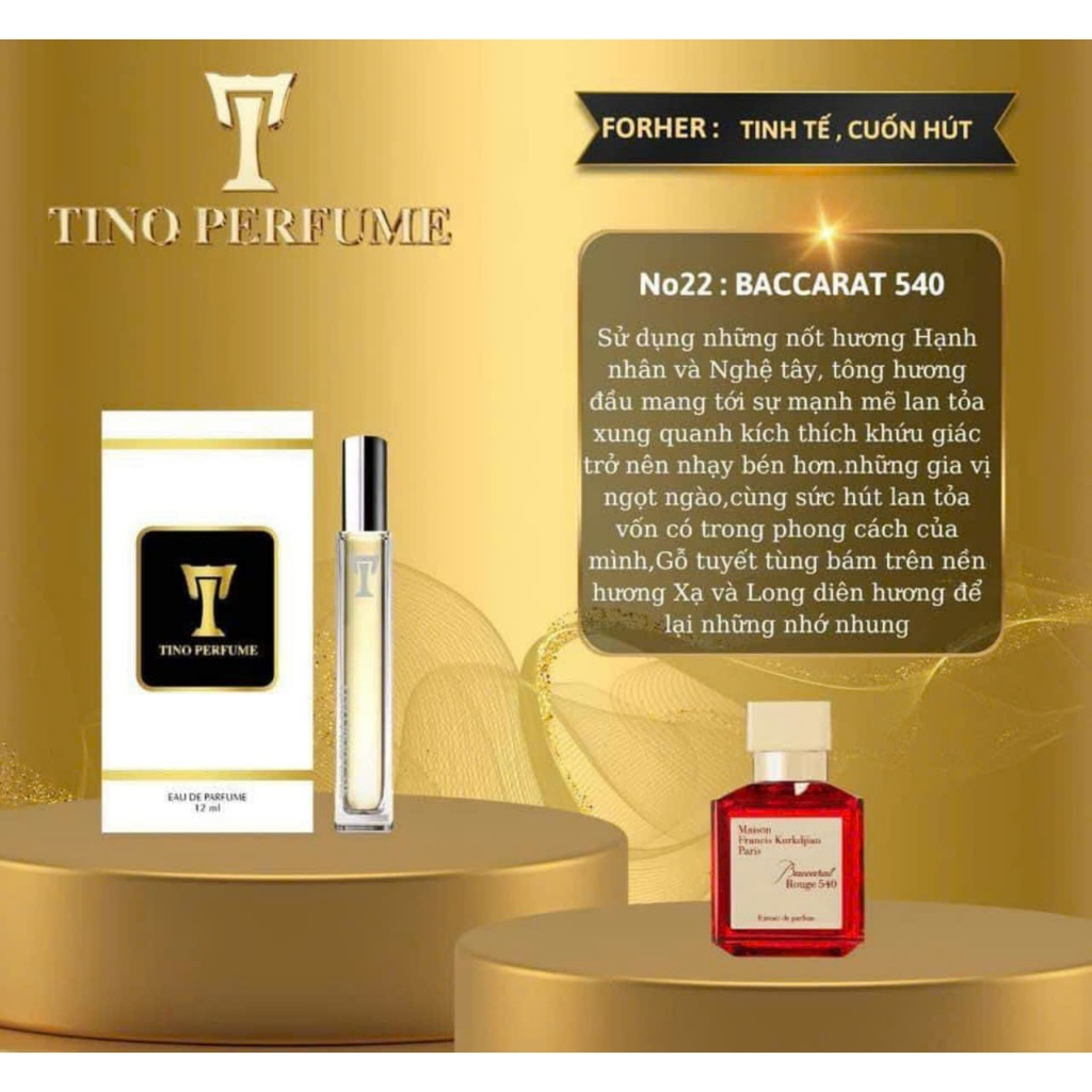 Nước hoa chiết 12ml BACCARAT 540. lưu hương lâu bám tỏa tốt, dầu thơm phong cách và cá tính Nước Hoa