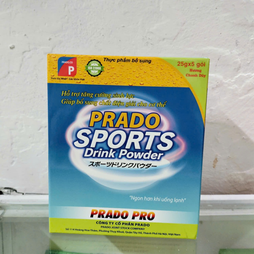 PRADO SPORTS DRINK POWDER HỘP 5 GÓI PHA NƯỚC BÙ ĐIỆN GIẢI