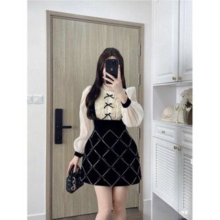  Váy thiết kế vải nhung ép mùng  đính đá phù hợp đi tiệc đi chơi 