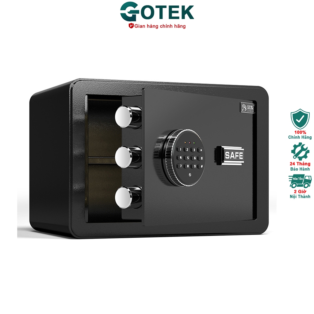 Két sắt mini GOTEK KS-100, khóa ẩn an toàn, vỏ thép 5 lớp chắc chắn