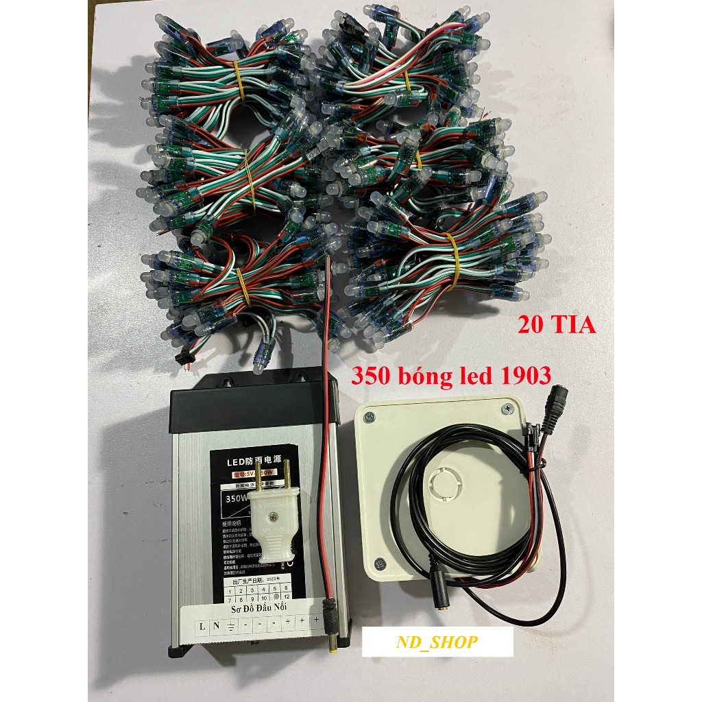 Combo Bộ Led Pháo Hoa Tết 2025 DIY TỰ LÀM, Gồm Hộp Mạch Điều Khiển, Nguồn 5V/70A, Led 1903 Chống Nướ