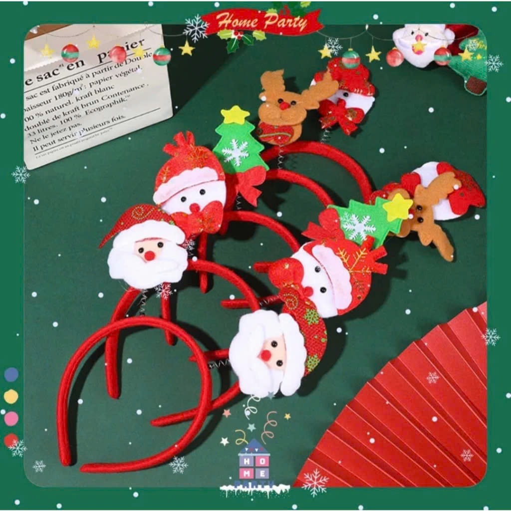Combo 3 chiếc bờm tóc noel bọc vải xinh xắn