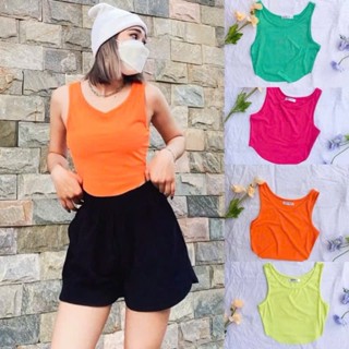 Áo croptop ba lỗ vạt bầu vải không nhăn