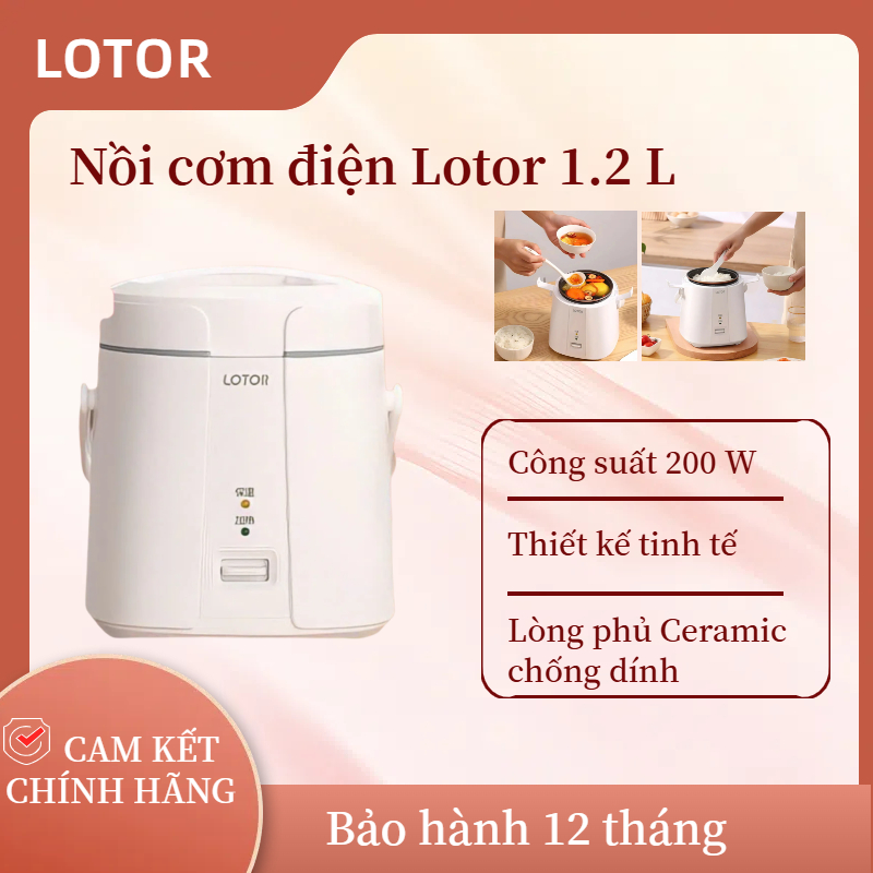 Nồi cơm điện đa năng LOTOR, nồi cơm điện mini 200W, chế độ nấu thông minh, cơm mềm dẻo thơm ngon
