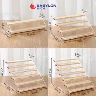  Kệ Gỗ Kết Hợp Mica Trưng Bày Mô Hình Mỹ Phẩm Nước Hoa Kệ Gỗ Mini Để Bàn Bậc Thang 2-7 Tầng 