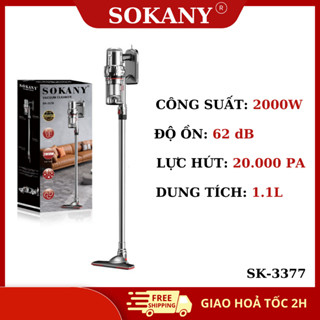 Máy hút bụi cầm tay SOKANY LOẠI SẠC PIN SK 3377 công suất 2000W với nhiều đầu hút tiện dụng dễ dàng sử dụng