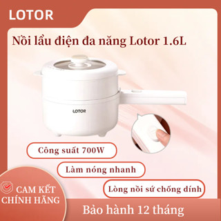 Nồi điện đa năng LOTOR nồi lẩu điện 1.6L phủ gốm chống dính công suất 700W kèm xửng hấp bảo hành 12T