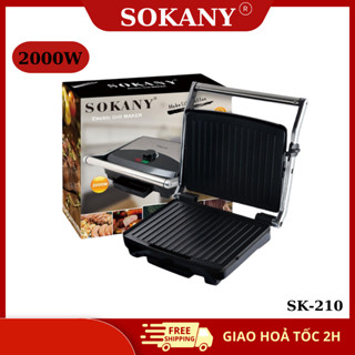  MỚI Máy kẹp nướng bánh mì ép bánh sandwich SOKANY SK-210 công suất cao 2000W rán trứng nướng thịt CHỐNG DÍNH đa năng 