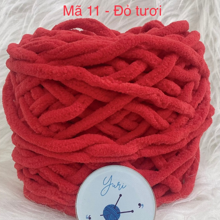 Len Nhung Đũa 6mm, Len Bông Sữa 100g – Móc Thú Bông Cỡ Lớn, Mũ, Khăn