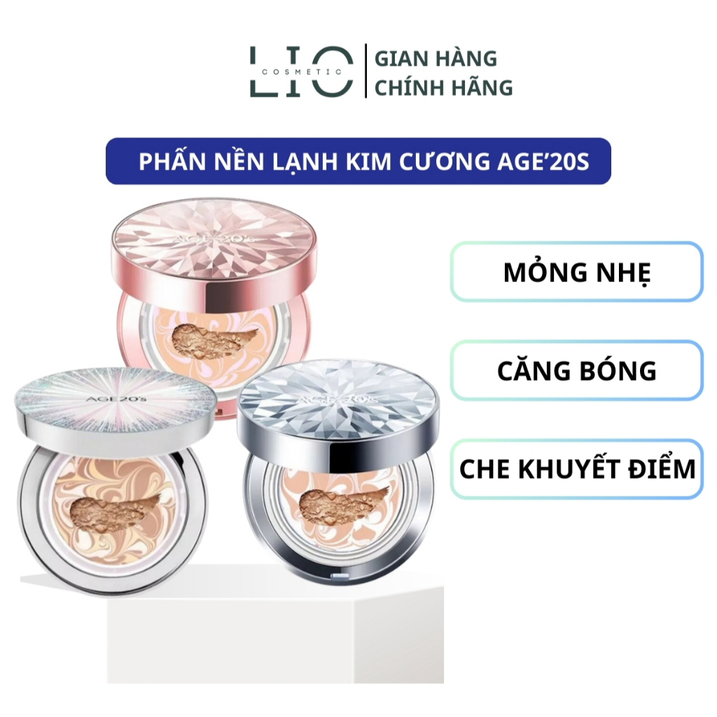 Phấn Tươi AGE20's, Phấn Nền Lạnh Kim Cương, Cushion Age20 12.5g SPF 50+/PA +++ 12.5g, Lio Cosmetic