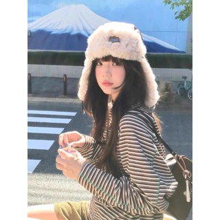 Mũ chụp tai kiểu dáng xe máy lót lông phối da tag sắt sành điệu giữ ấm mùa đông phong cách Hàn Quốc da31