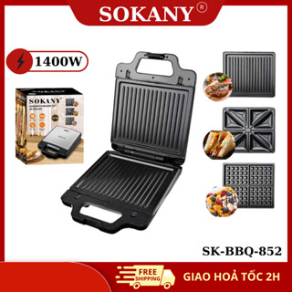  Máy kẹp nướng bánh mì 3 IN 1 SOKANY công suất cực lớn 1400W rán trứng nướng bánh sandwich đa năng tiện lợi - SK-BBQ852 