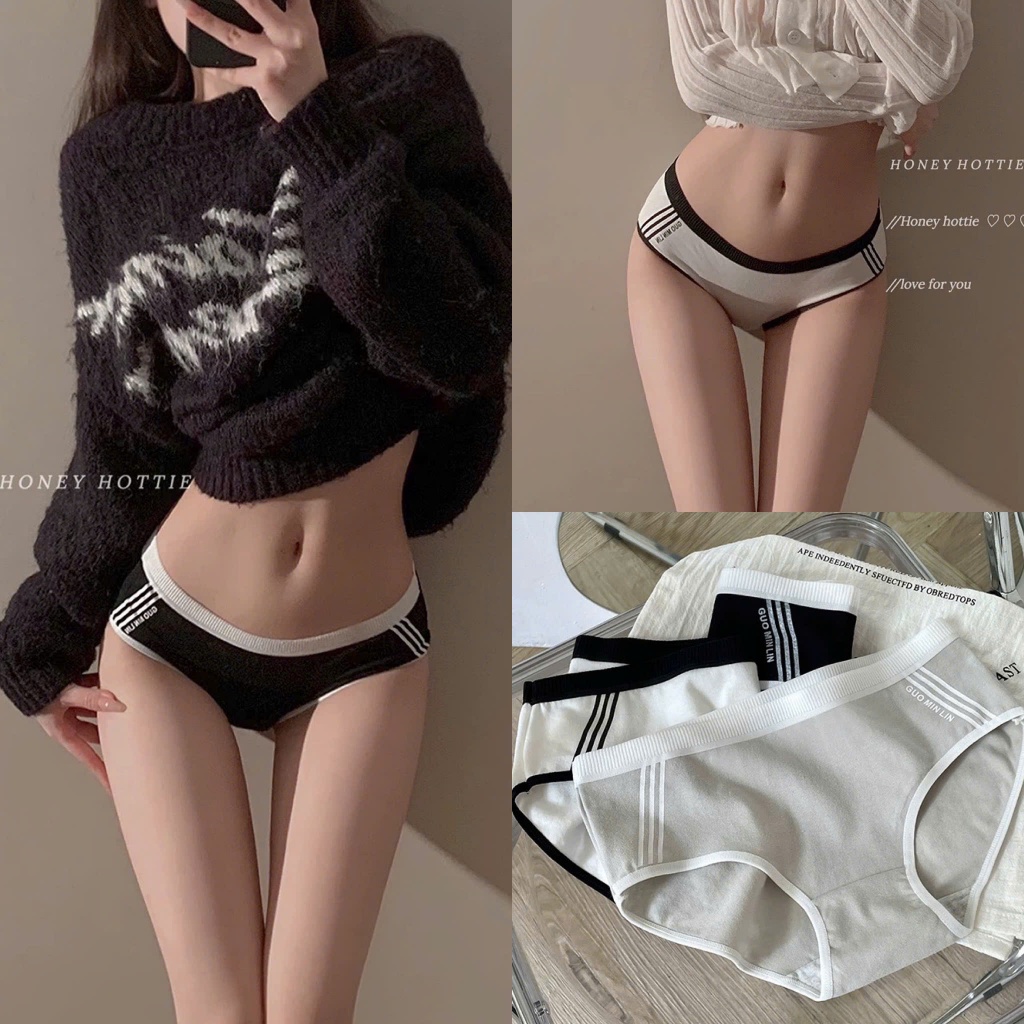 Quần Lót Nữ Cotton Viền Sọc Mềm Mại Kháng Khuẩn Sexy Gợi Cảm E45