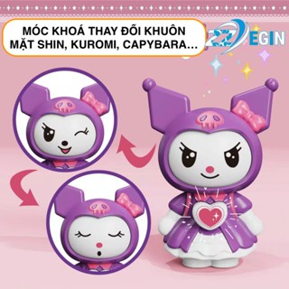 Móc Khoá Đổi Khuôn Mặt Labuu, Kuromi, Capybara, Melody, Shin Lật Mặt Vui Nhộn, Thay Đổi Biểu Cảm