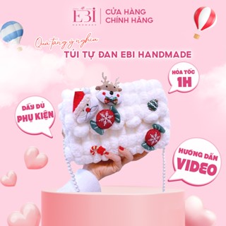  Túi tự đan EBI HANDMADE len bông bi mix charm giáng sinh ông già Noel và tuần lộc dễ thương làm quà tặng bạn gái - ES197 