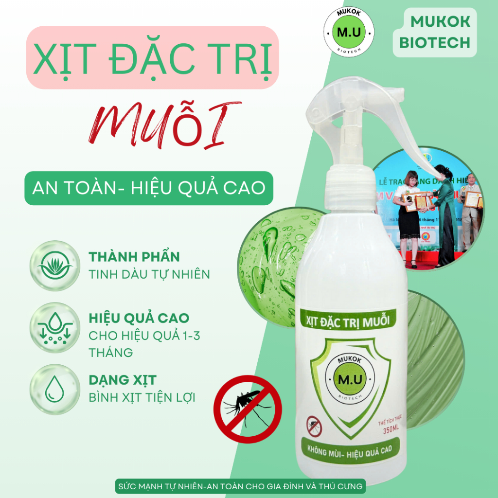 Bình Xịt Muỗi sinh học Thảo Dược MUKOK- diệt và đuổi côn trùng hiệu quả, an toàn -350ml