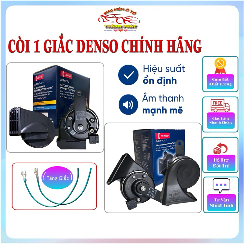 Cặp Còi/Kèn Sên 1 Giắc Chống Nước Cho Xe Toyota Mitsubishi Mazda Suzuki Honda Hàng DENSO Chính Hãng
