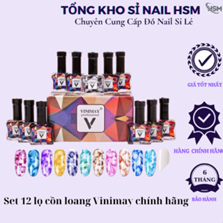 Set cồn loang vinimay 12 màu đủ set phụ kiện nail-HSM