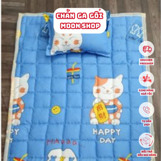 Bộ Thảm gối hoạt hình cho bé đi học mẫu giáo kích thước 80cm x 120cm - Nệm mùa đông cho bé [Mèo trà sữa] 🐈🐾🐈🐾