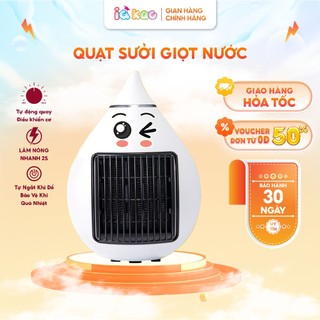  Quạt Sưởi Giọt Nước Mini 1500W IQKAO - Sticker Dễ Thương 2 Chế Độ Nóng Nhanh Tự Ngắt An Toàn Tiết Kiệm Điện 