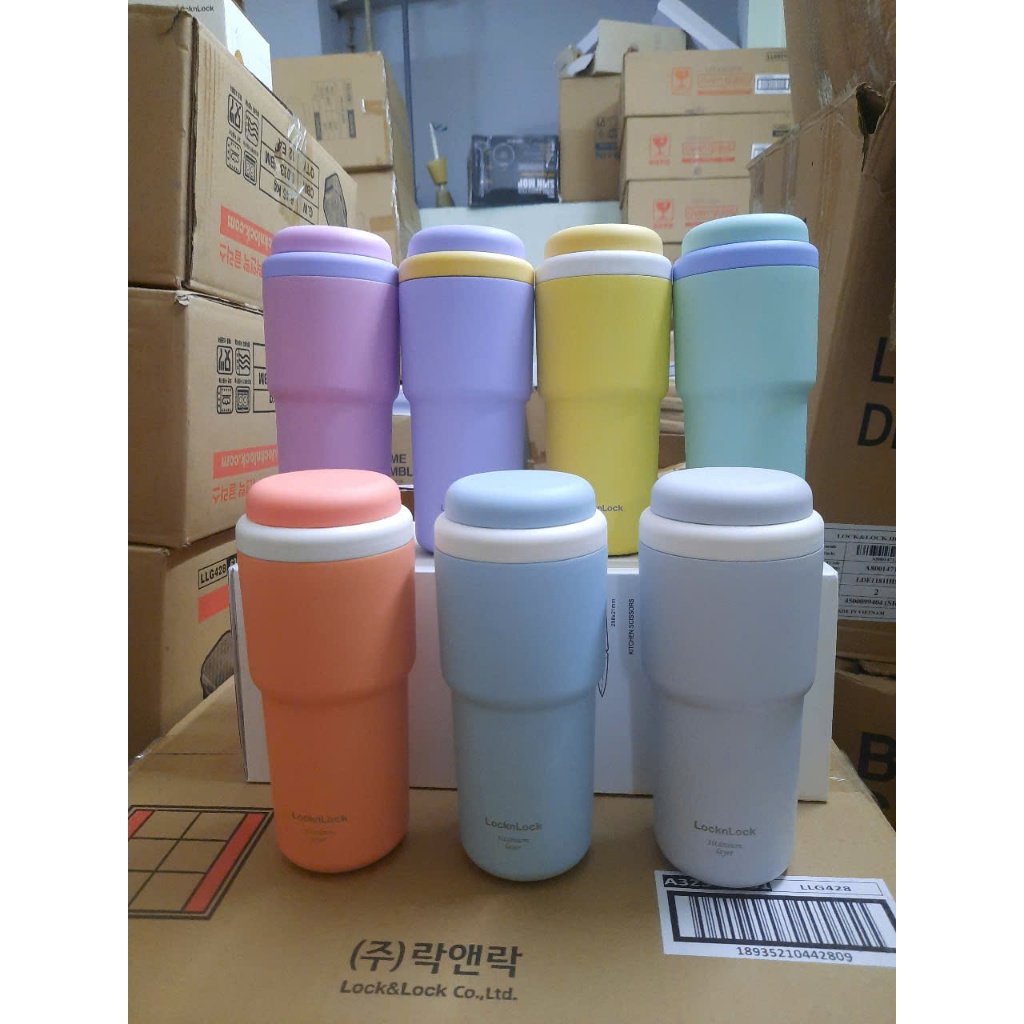 Bình giữ nhiệt LocknLock Daily Macaron Tumbler 480ML LHC3292 SUS316, LHC3291 SUS304 mạ Titan, mở nắp