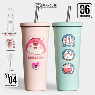 Ly giữ nhiệt Pastel 830ml hút trà sữa bình giữ nhiệt 16h Fan House inox 304 có ống hút trân châu