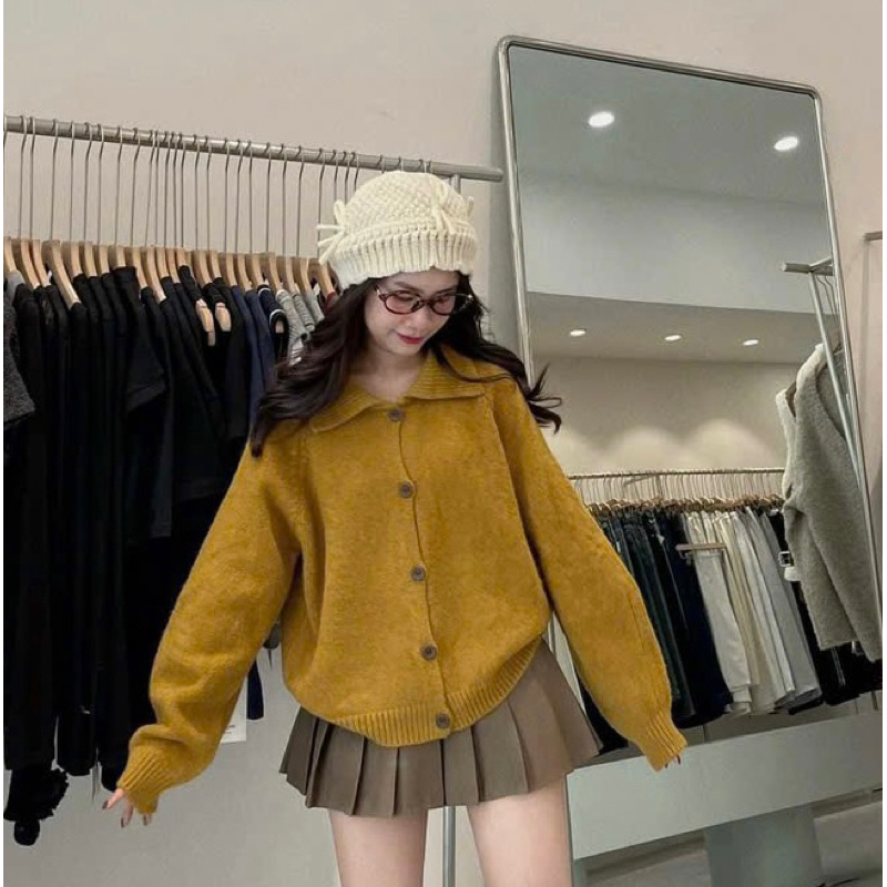 Áo Khoác Len Cadigan Dệt Kim Cổ Bẻ Cài Cúc Trước phong cách Hàn Quốc M.6548 | BigBuy360 - bigbuy360.vn