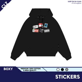 Áo khoác hoodie boxy nỉ nam local brand hoodie nữ unisex form rộng basic tay phồng CLOUDZY STICKER