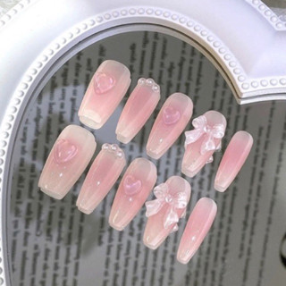  Set nailbox - móng tay giả thiết kế thời trang xu hướng màu hồng siêu đáng yêu  đầy đủ phụ kiện làm móng 