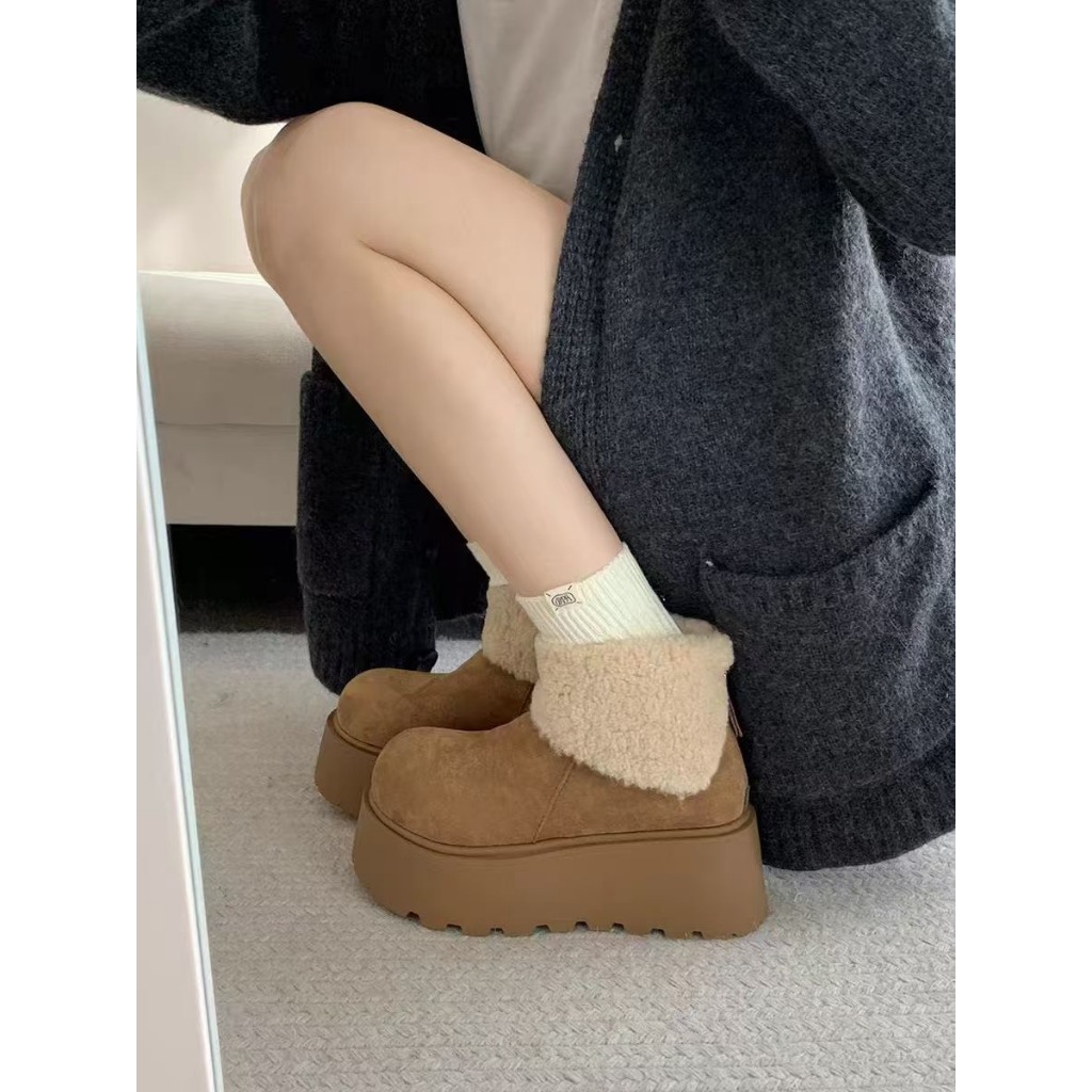 Giày bốt cổ lông đế 7cm Mã 112 hàng QCCC full box ALI 112 | BigBuy360 - bigbuy360.vn