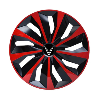 Bộ 4 ốp lazang vf3 mã 03 đỏ kèm chữ decal V - ốp lazang vinfast vf3 - ốp mâm xe vf3 - VF3