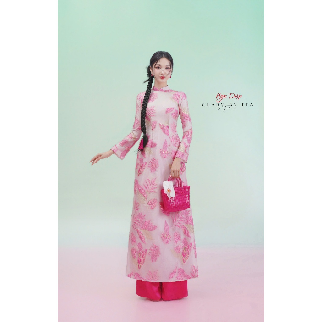 Áo Dài Thiết Kế Charm By Tea: NGỌC DIỆP SET (KÈM QUẦN)