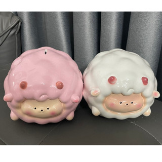  Heo đất tiết kiệm CỪU MÂY lỗ tròn siêu xinh siêu dễ thương  C15xD20xR16  | quà tặng decor heo đất giá rẻ giá xưởng 