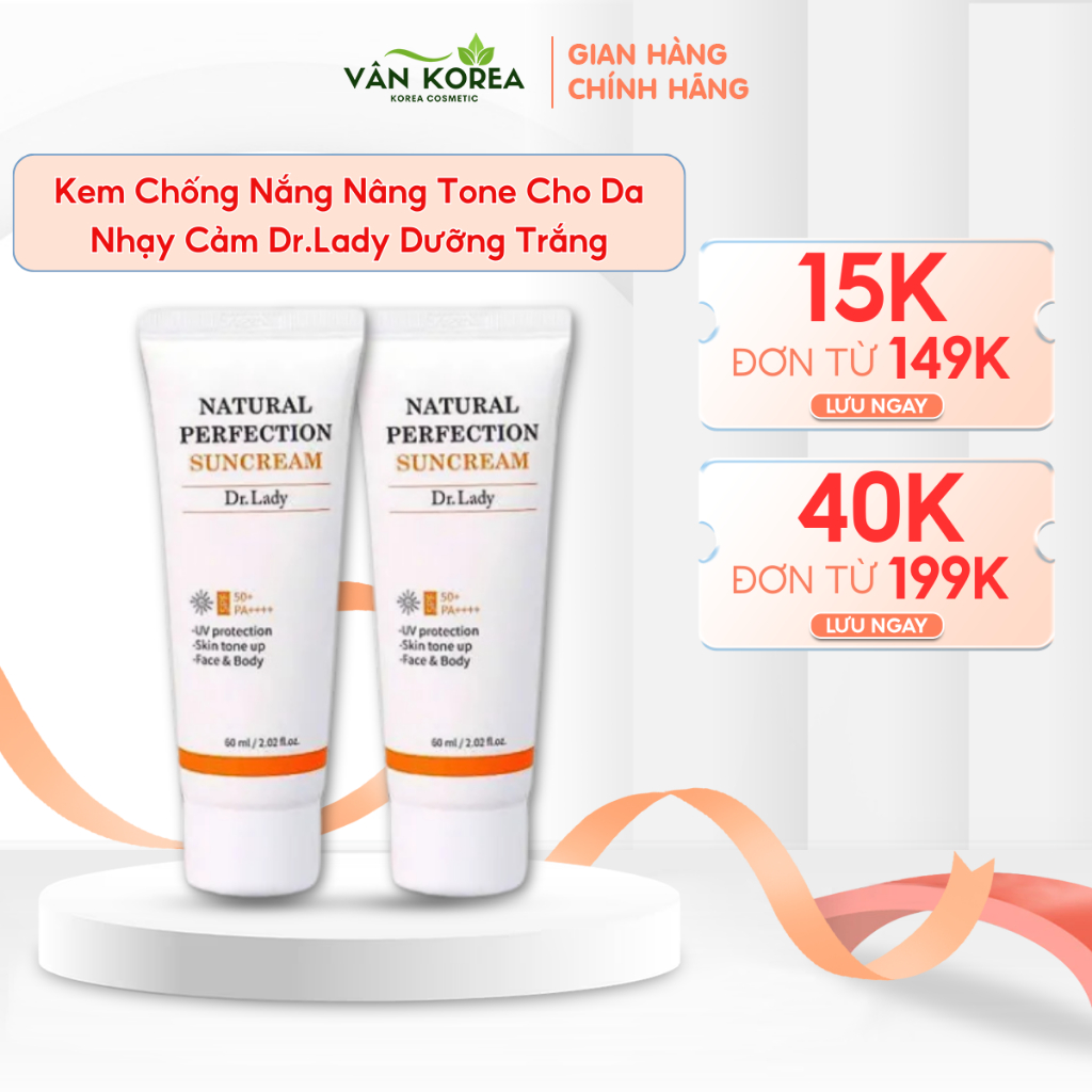 [ Combo 2 tuýp ] Kem Chống Nắng Dr. Lady Sun Cream SPF 50 + PA ++++ 60ml Nâng Tone Kiềm Dầu
