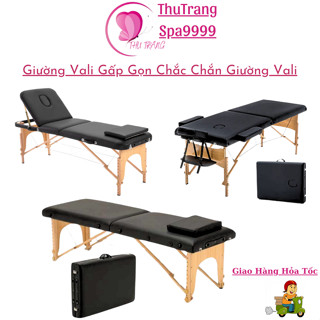 Giường Xếp Vali Phun Xăm Chân Gỗ Spa | Nối Mi Phun Xăm Tatoo, Giường Massage Gấp Gọn