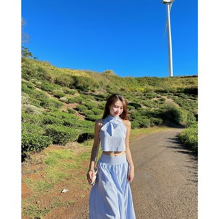 Áo Croptop cổ cao thắt nơ