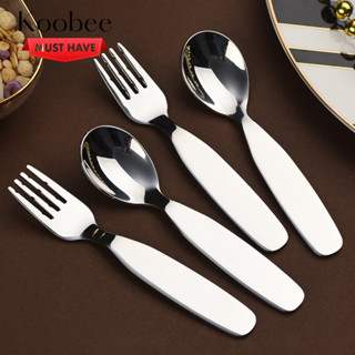  Bộ Thìa Dĩa Ăn Dặm Inox 304 Cho Bé Từ 6 Tháng Tuổi – Đầu Thìa Bo Tròn Tay Cầm To Bản - An Toàn Tinh Tế  BA45  