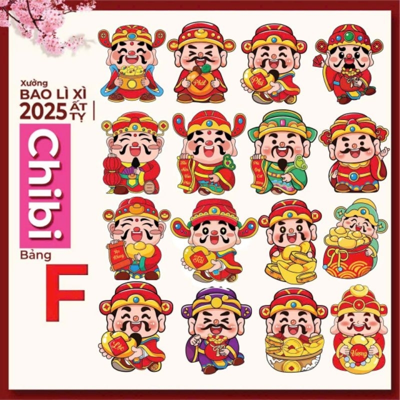 Xấp 10 cái Lì xì Chibi mix mẫu 2025