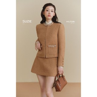 JOIE DES ROSES - Set áo khoác dáng xuông phối dây đá và chân váy chữ A Suzie Set