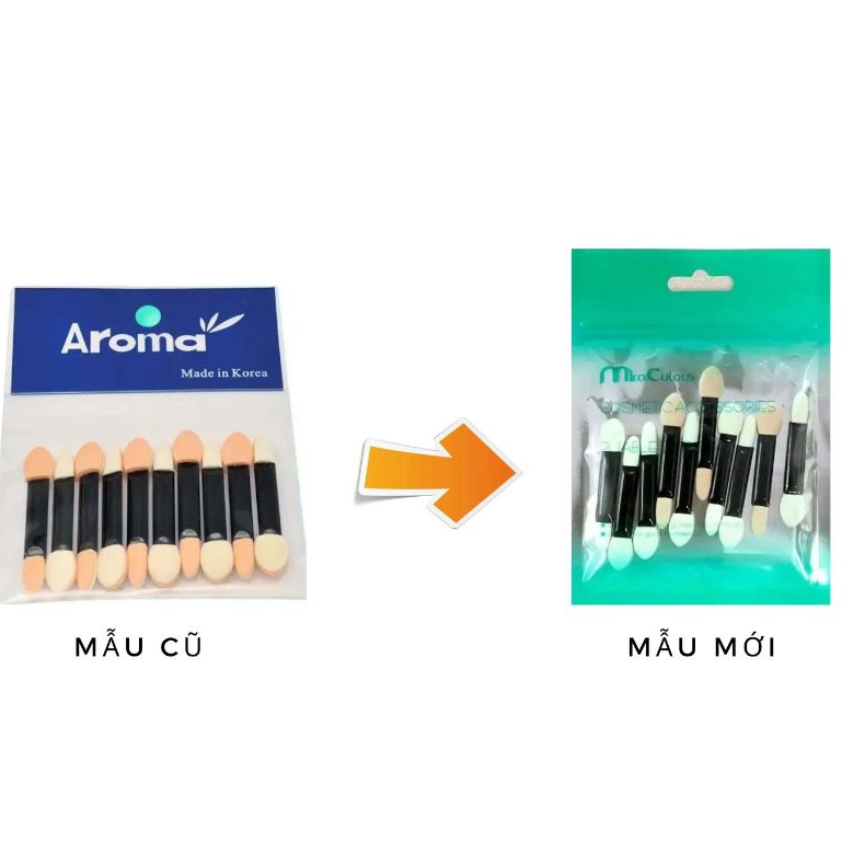 Cọ mút 2 đầu Mira Aroma Hàn Quốc (BỊCH 10 CÁI) ( màu xanh)