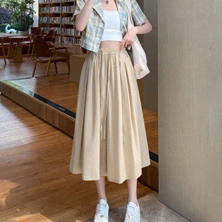 Quần lửng nữ ống rộng giả váy big size cạp chun có túi và dây buộc 4 màu đen nâu ghi be 5 size SMLXLXXL (QL83)