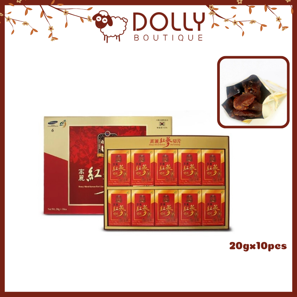 Sâm Lát Tẩm Mật Ong Honey Sliced Korean Red Ginseng Sambok Food 20gx10pcs