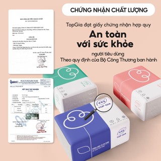Giấy ăn gấu trúc, thùng giấy ăn rút 30 gói 3 màu cao cấp Top Gia 4 lớp dày dặn, mềm mịn