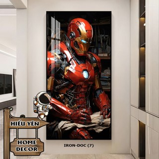 Tranh dán tường người sắt- Iron man Marvel-DC tranh mica siêu bóng siêu anh hùng captain decor phòng