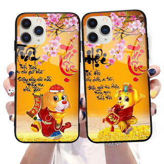 Ốp iphone kính cường lực tết 12 con giáp chữ thư pháp Tài Lộc cho ip 6s 6plus 7 plus 8 x xr xsmax 11 12 13 14 pro promax