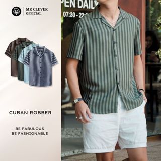 Áo Sơ Mi Cuban nam Kẻ sọc Robber MK CLEVER Chất Canvas mềm mịn, thoáng mát, chống nhăn, form rộng